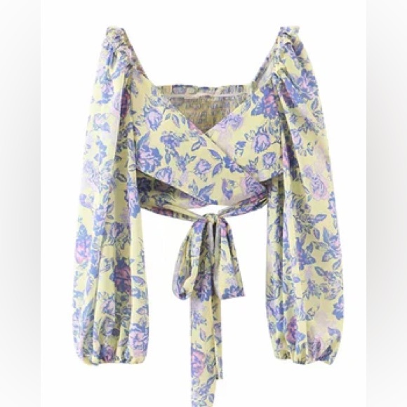 Angela floral wrap tied top - Picture 1 of 4